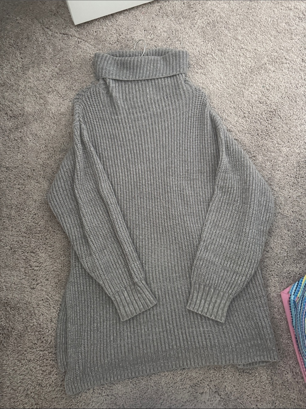Free People Gray Ribbed Turtleneck Sweater Dress